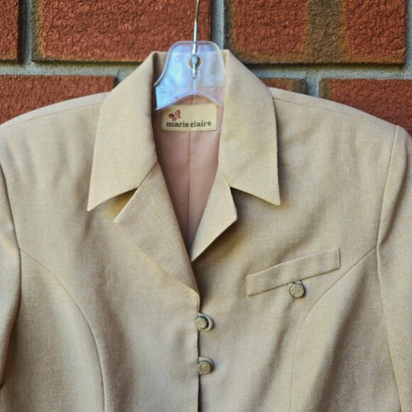 Vintage Elegant Tan Blazer and Skirt Set - Picture 7 of 11